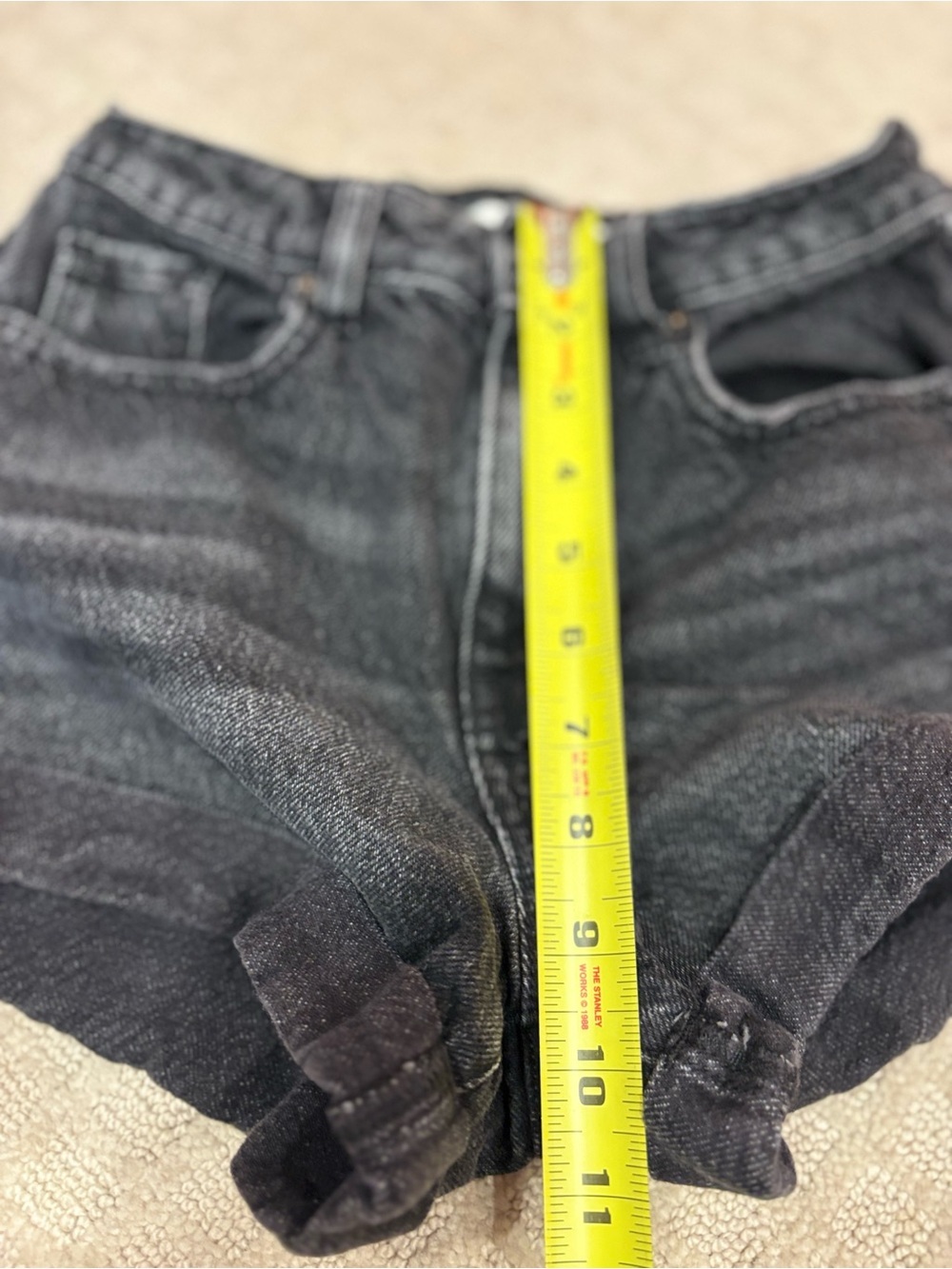 PacSun Black Denim Mom Shorts High Rise Rigid Denim Women's 24 XS - Picture 8 of 8